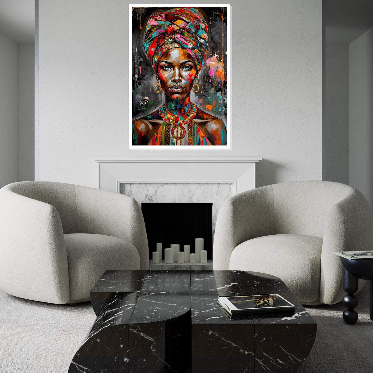 Vibrant Queen Canvas Art, Colorful Portrait Wall Print, Abstract Woman Art, Multicolor Canvas Design, Ready to Hang Decoration