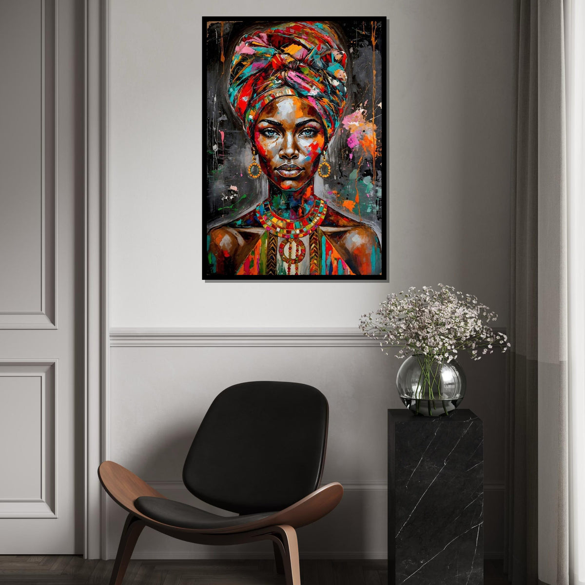 Vibrant Queen Canvas Art, Colorful Portrait Wall Print, Abstract Woman Art, Multicolor Canvas Design, Ready to Hang Decoration
