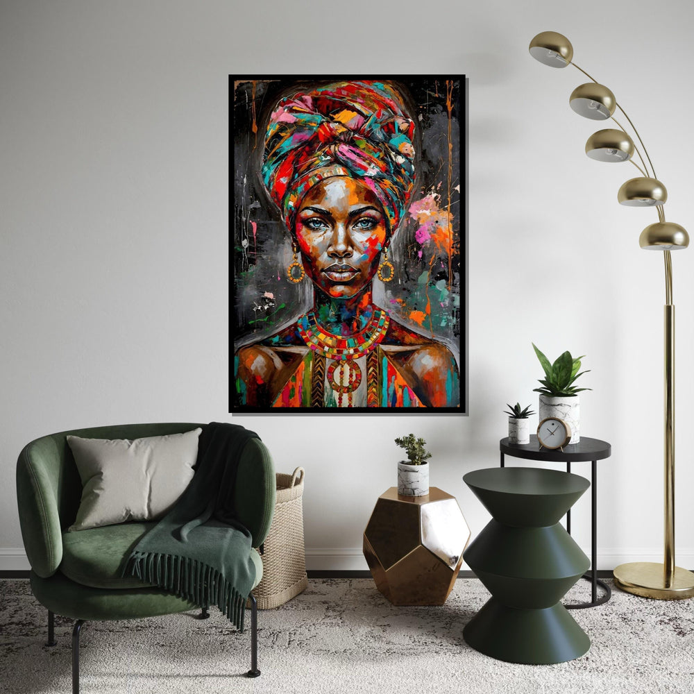 Vibrant Queen Canvas Art, Colorful Portrait Wall Print, Abstract Woman Art, Multicolor Canvas Design, Ready to Hang Decoration
