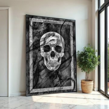 Monochrome Skull Canvas, Gothic Skull Wall Art, Dark Poster, Wall Art Canvas Design, Framed Canvas Ready to Hang Decoration
