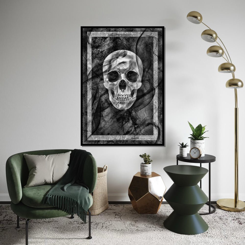Monochrome Skull Canvas, Gothic Skull Wall Art, Dark Poster, Wall Art Canvas Design, Framed Canvas Ready to Hang Decoration