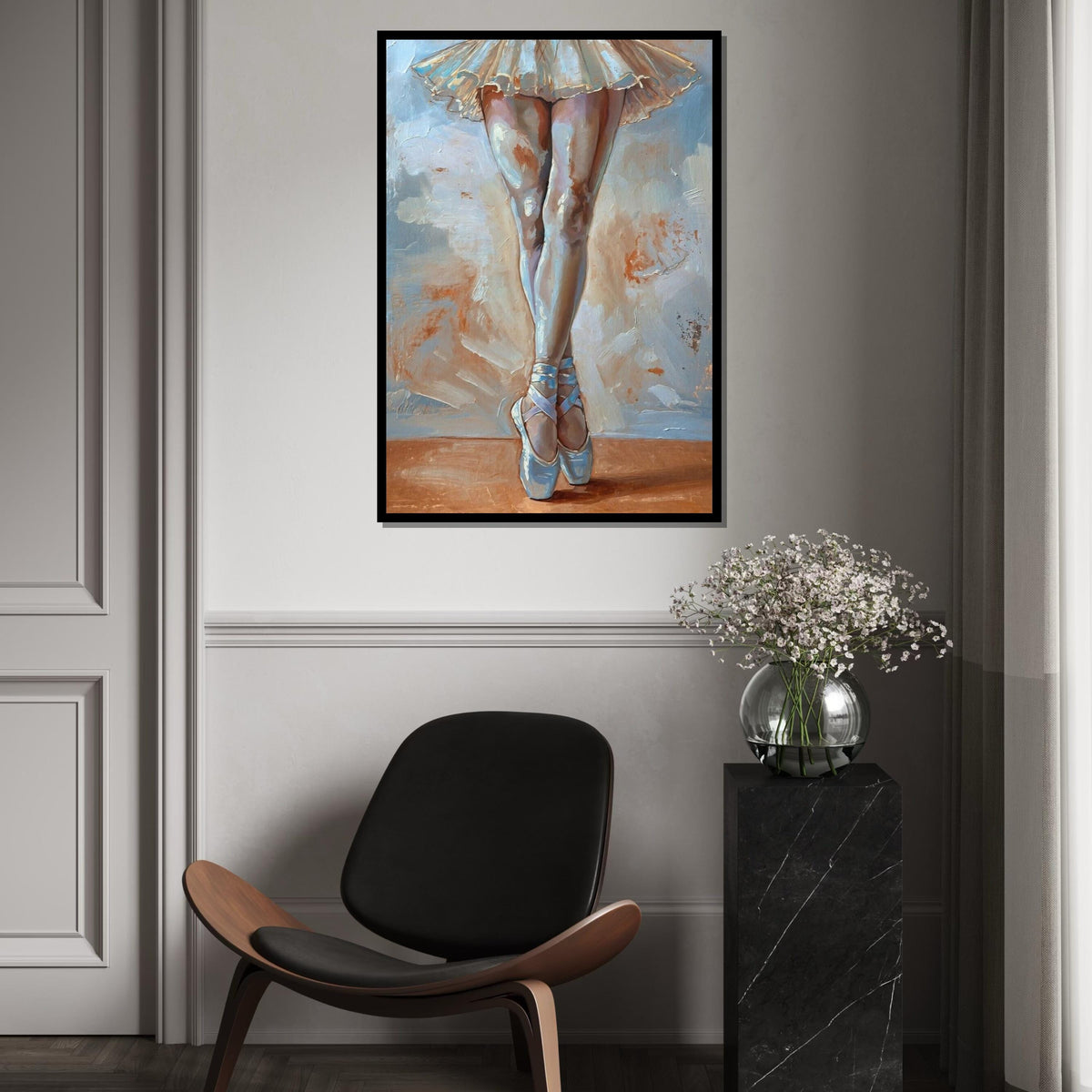 Ballet Dancer Canvas, Ballet Pointe Shoes Art, Wall Art Canvas Design, Ballerina Elegance, Ready to Hang Decoration