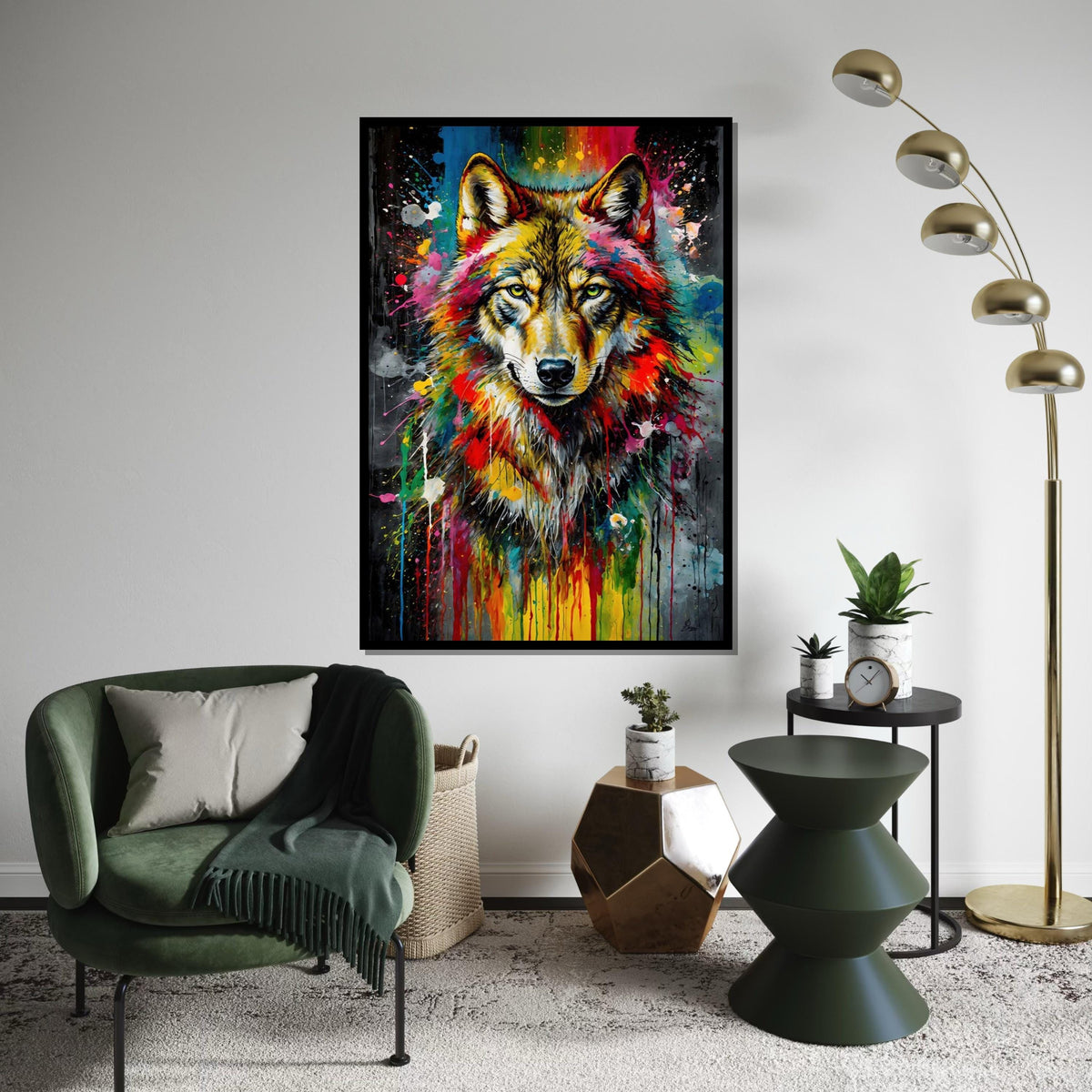 Majestic Wolf Canvas, Multicolor Wolf Art, Animal Wall Print, Abstract Wolf Design, Wall Art Canvas, Ready To Hang Home Decor