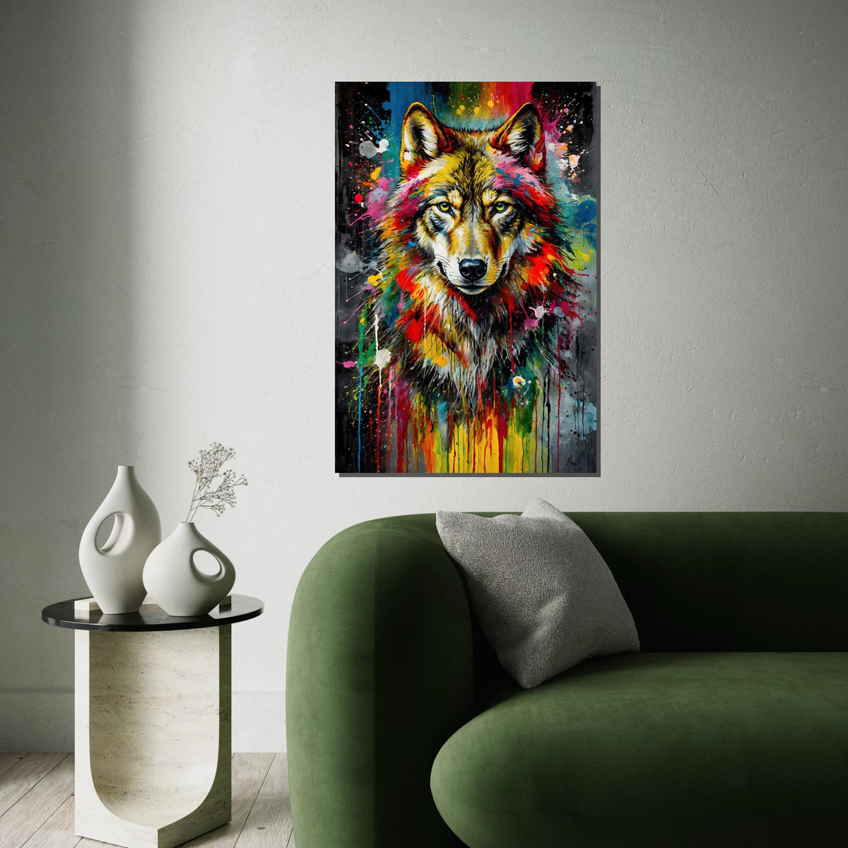 Majestic Wolf Canvas, Multicolor Wolf Art, Animal Wall Print, Abstract Wolf Design, Wall Art Canvas, Ready To Hang Home Decor