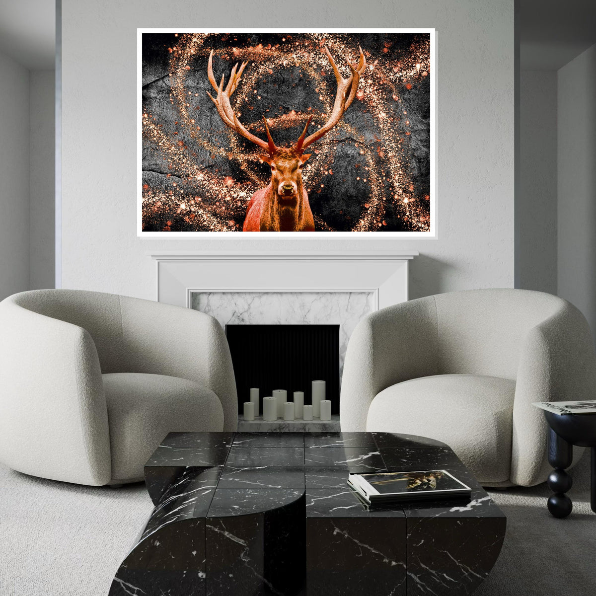 Majestic Stag Canvas, Deer Wall Art, Glitter Burst Canvas Art, Animal Decor, Wall Art Canvas Design, Framed Canvas Ready to Hang