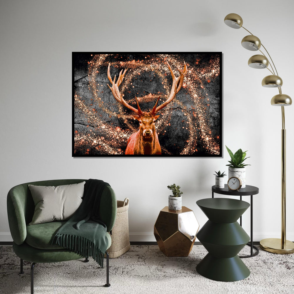 Majestic Stag Canvas, Deer Wall Art, Glitter Burst Canvas Art, Animal Decor, Wall Art Canvas Design, Framed Canvas Ready to Hang