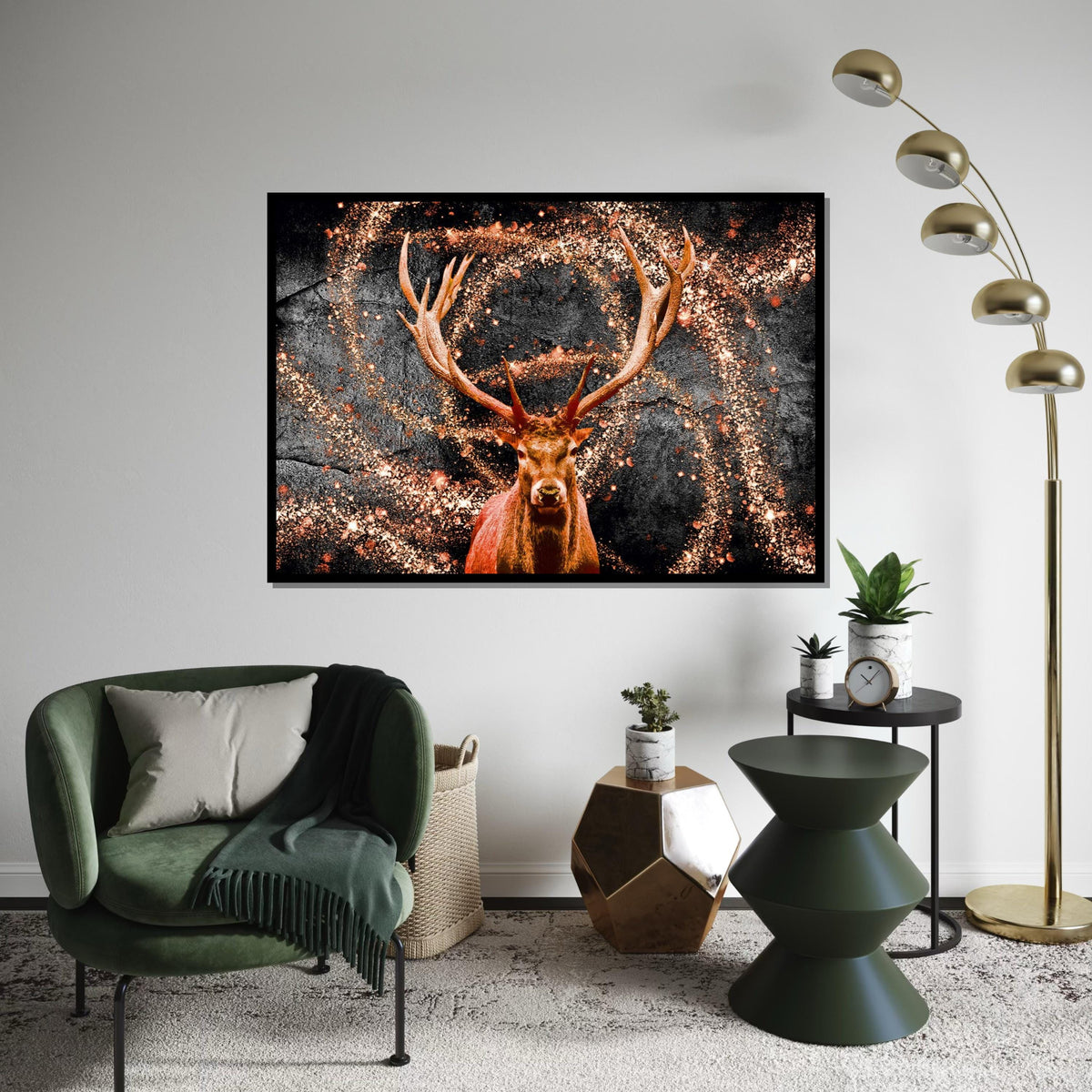 Majestic Stag Canvas, Deer Wall Art, Glitter Burst Canvas Art, Animal Decor, Wall Art Canvas Design, Framed Canvas Ready to Hang