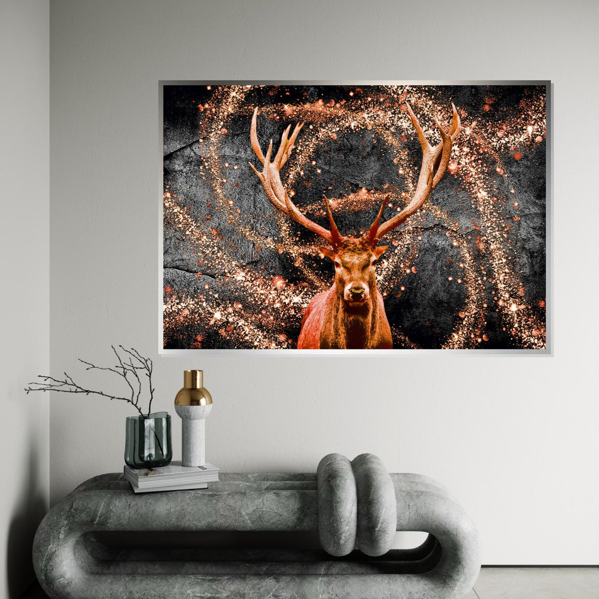 Majestic Stag Canvas, Deer Wall Art, Glitter Burst Canvas Art, Animal Decor, Wall Art Canvas Design, Framed Canvas Ready to Hang