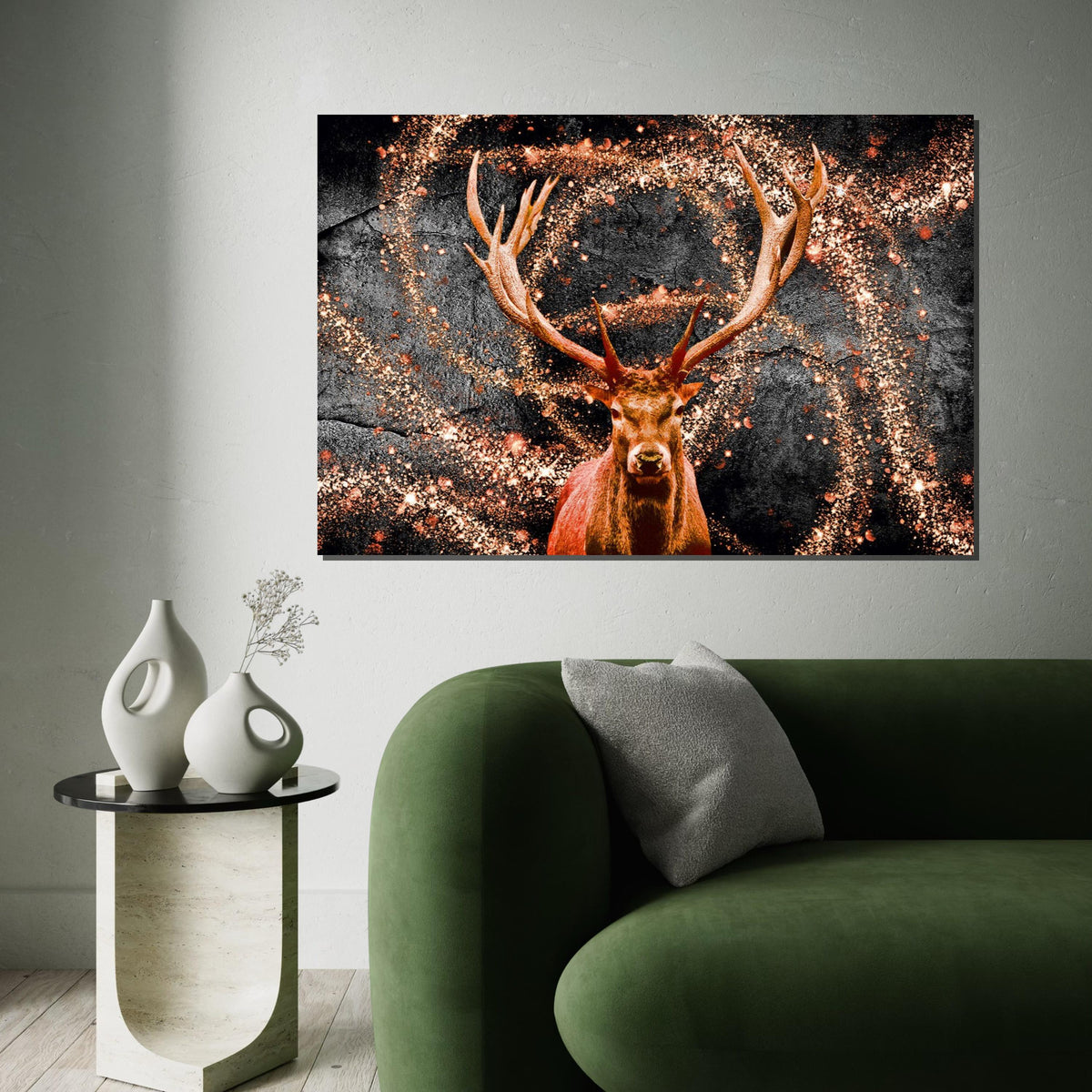 Majestic Stag Canvas, Deer Wall Art, Glitter Burst Canvas Art, Animal Decor, Wall Art Canvas Design, Framed Canvas Ready to Hang