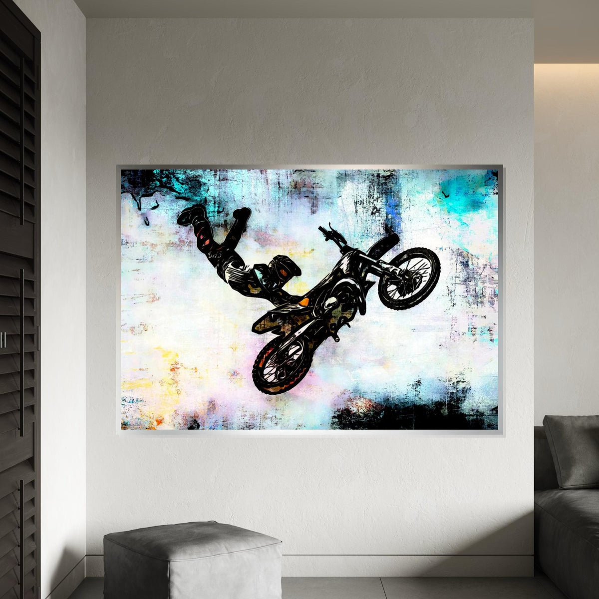 Extreme Motocross Canvas Art, Freestyle Bike Wall Art, Daredevil Stunt Poster, Wall Art Canvas Design, Ready to Hang Decoration