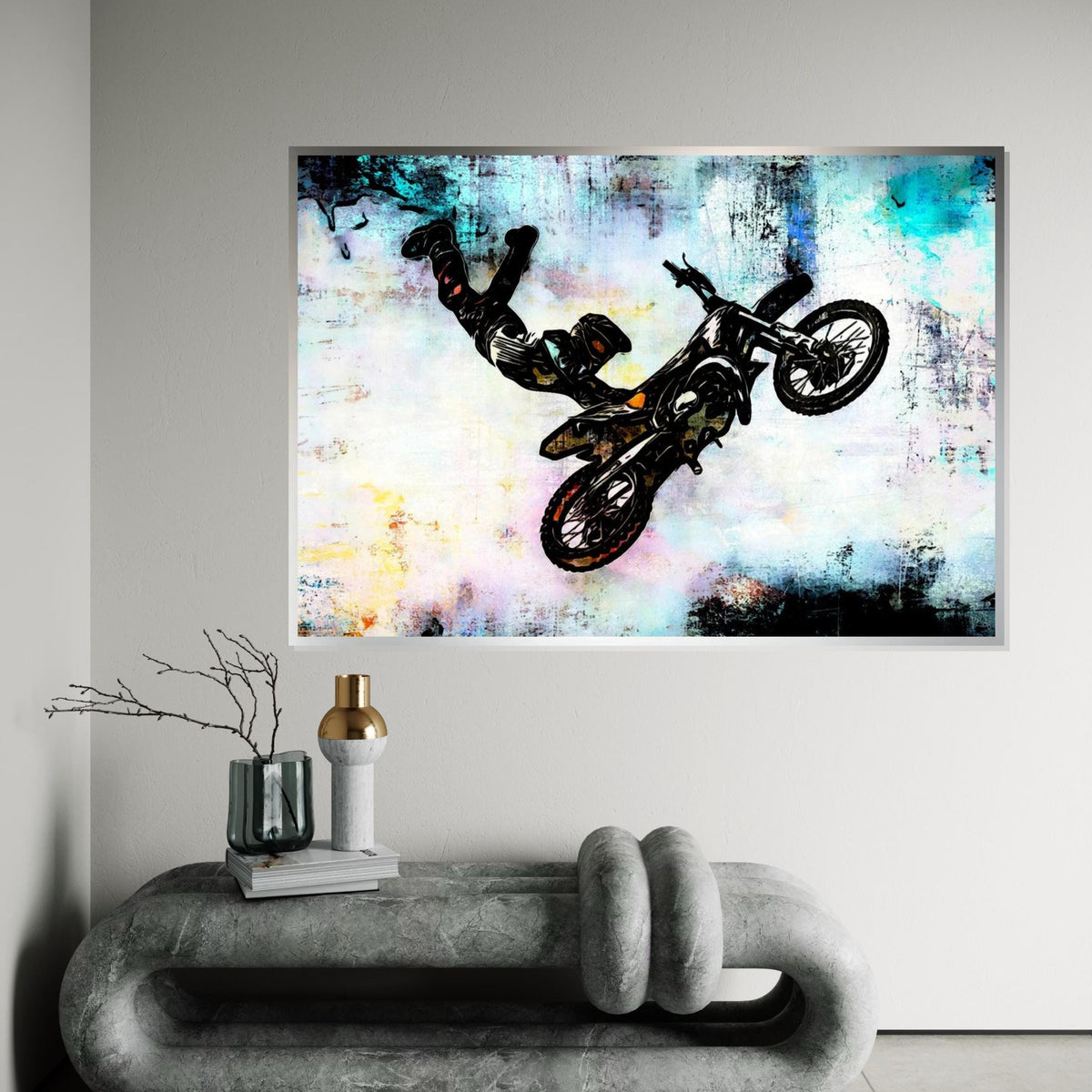 Extreme Motocross Canvas Art, Freestyle Bike Wall Art, Daredevil Stunt Poster, Wall Art Canvas Design, Ready to Hang Decoration