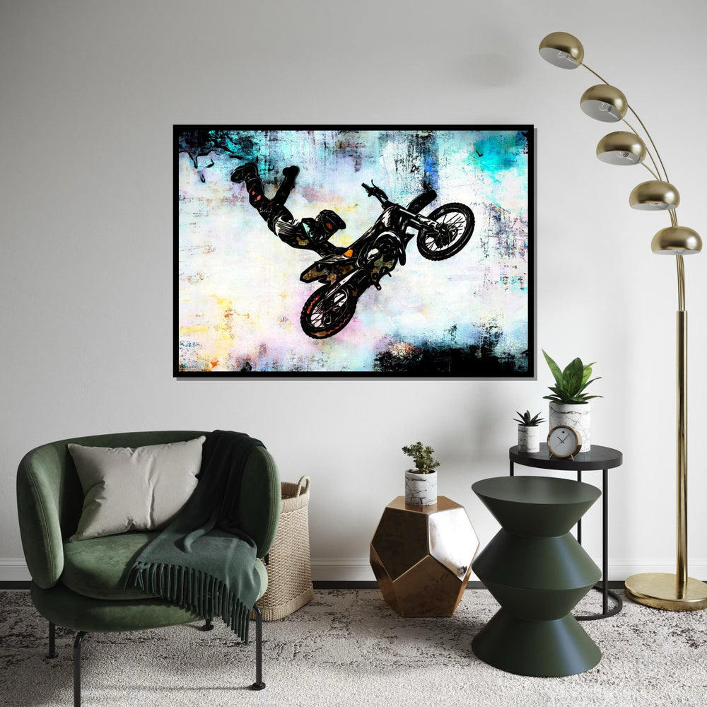 Extreme Motocross Canvas Art, Freestyle Bike Wall Art, Daredevil Stunt Poster, Wall Art Canvas Design, Ready to Hang Decoration