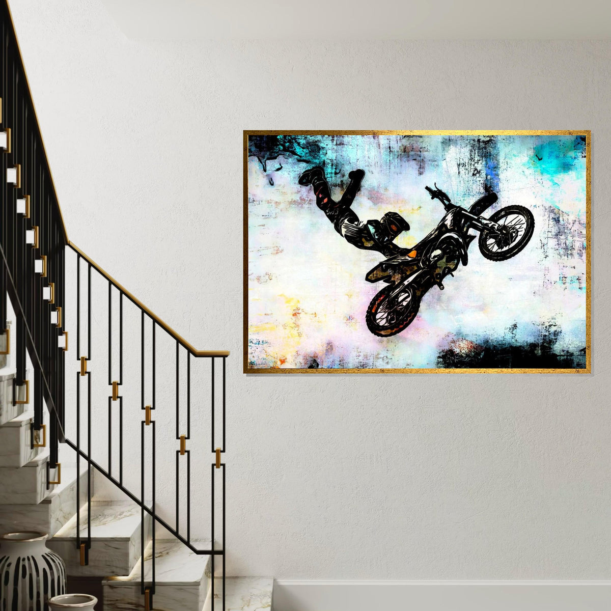 Extreme Motocross Canvas Art, Freestyle Bike Wall Art, Daredevil Stunt Poster, Wall Art Canvas Design, Ready to Hang Decoration