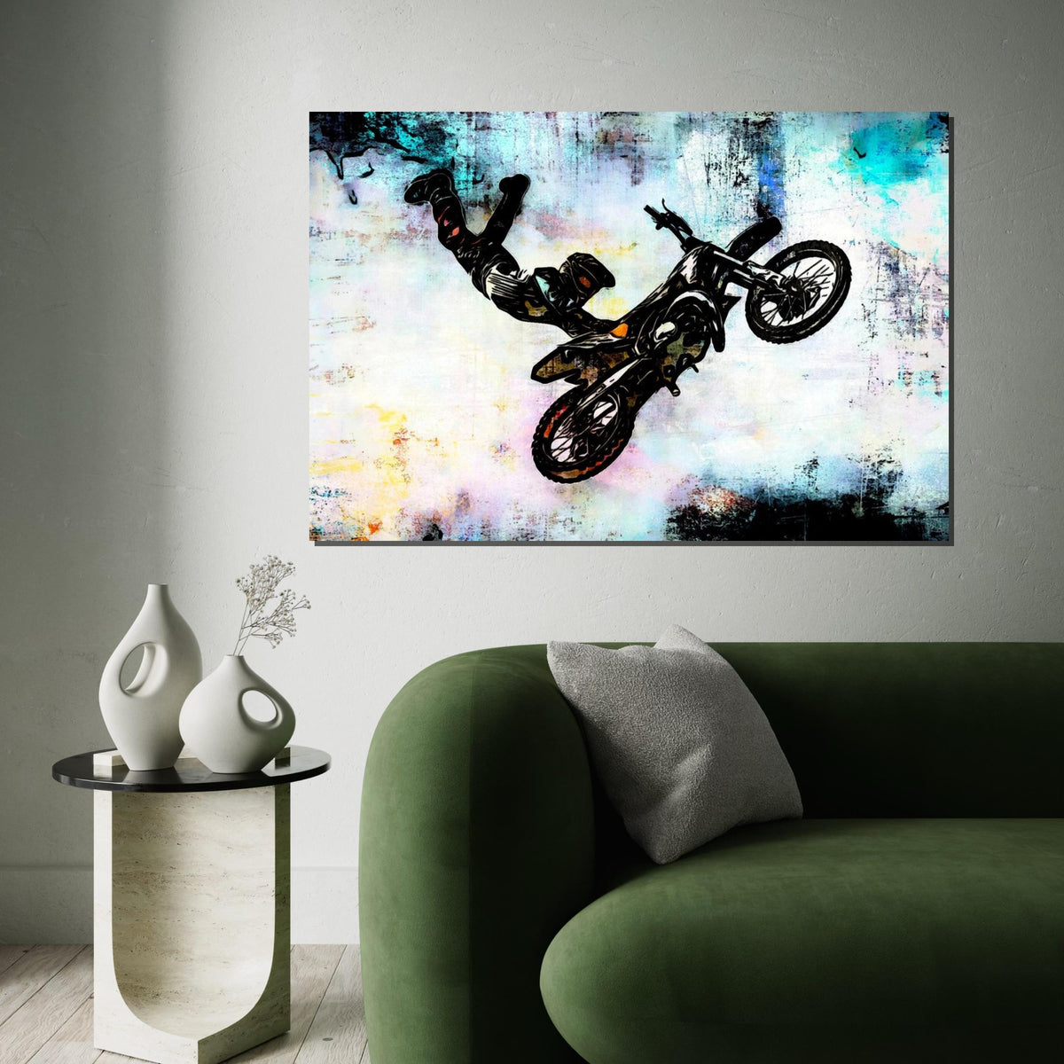 Extreme Motocross Canvas Art, Freestyle Bike Wall Art, Daredevil Stunt Poster, Wall Art Canvas Design, Ready to Hang Decoration
