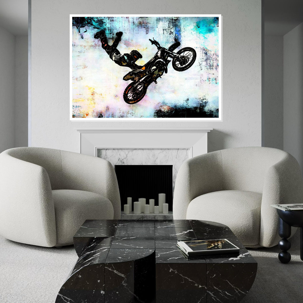 Extreme Motocross Canvas Art, Freestyle Bike Wall Art, Daredevil Stunt Poster, Wall Art Canvas Design, Ready to Hang Decoration