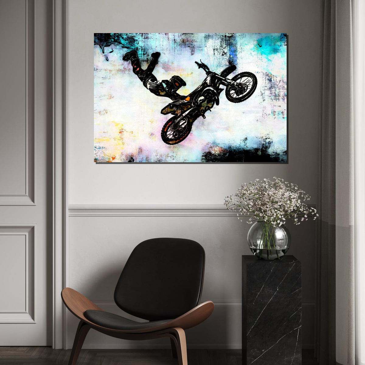 Extreme Motocross Canvas Art, Freestyle Bike Wall Art, Daredevil Stunt Poster, Wall Art Canvas Design, Ready to Hang Decoration