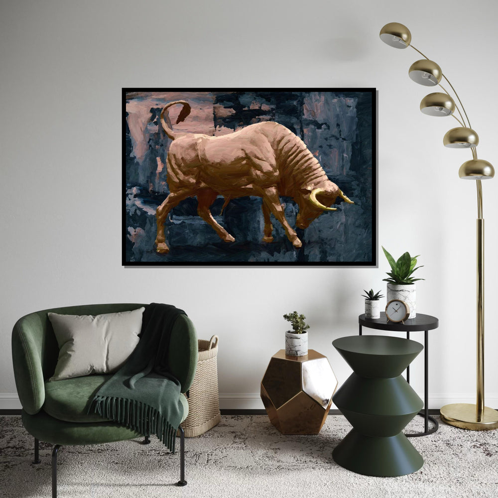 Charging Bull Canvas, Powerful Bull Wall Art, Animal Canvas Print, Wall Art Canvas Design, Ready to Hang Decoration