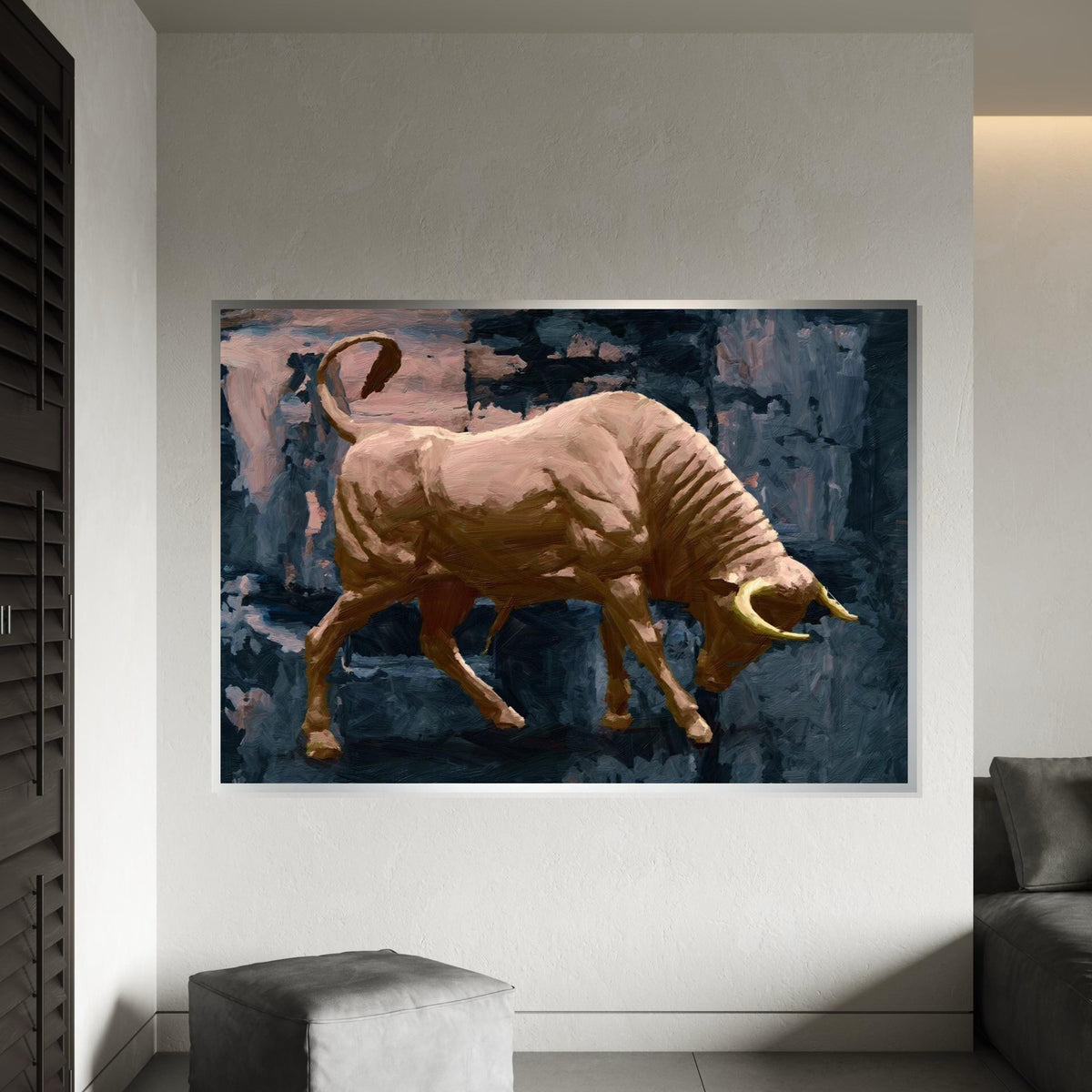 Charging Bull Canvas, Powerful Bull Wall Art, Animal Canvas Print, Wall Art Canvas Design, Ready to Hang Decoration