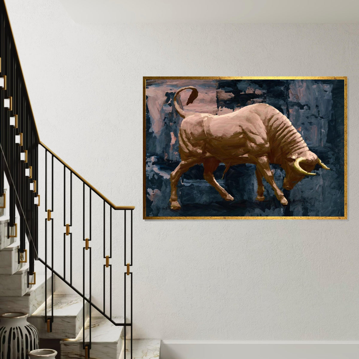 Charging Bull Canvas, Powerful Bull Wall Art, Animal Canvas Print, Wall Art Canvas Design, Ready to Hang Decoration