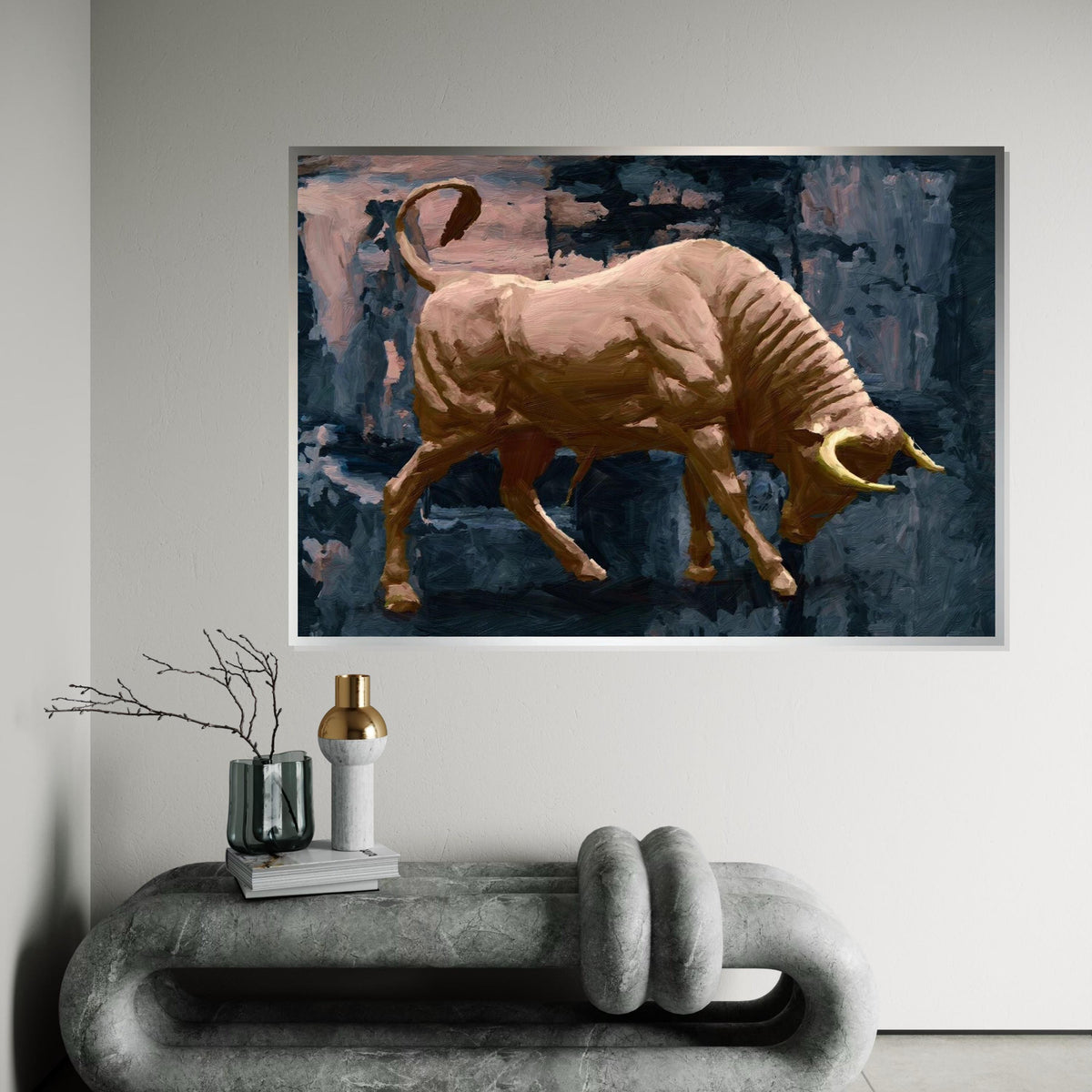 Charging Bull Canvas, Powerful Bull Wall Art, Animal Canvas Print, Wall Art Canvas Design, Ready to Hang Decoration