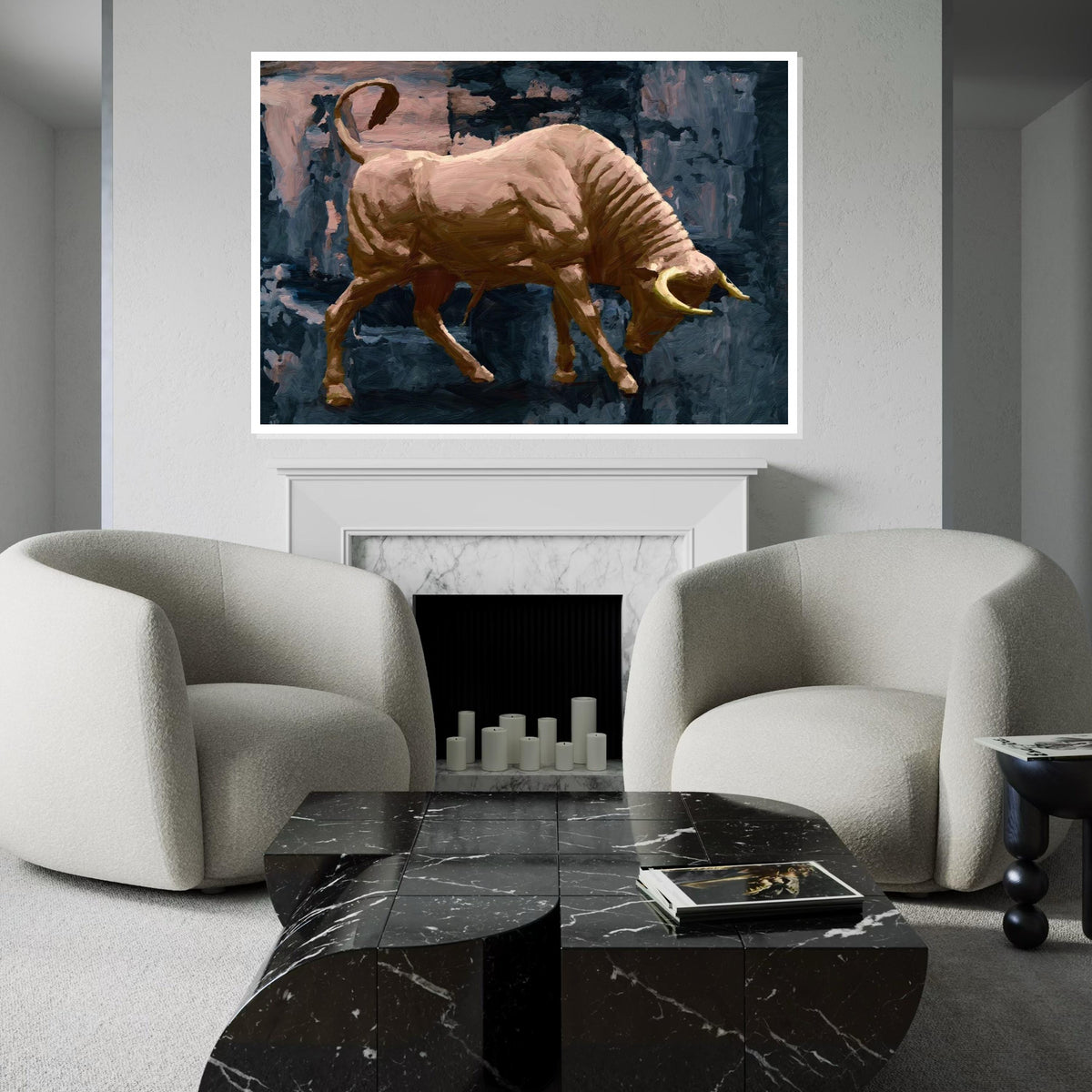 Charging Bull Canvas, Powerful Bull Wall Art, Animal Canvas Print, Wall Art Canvas Design, Ready to Hang Decoration