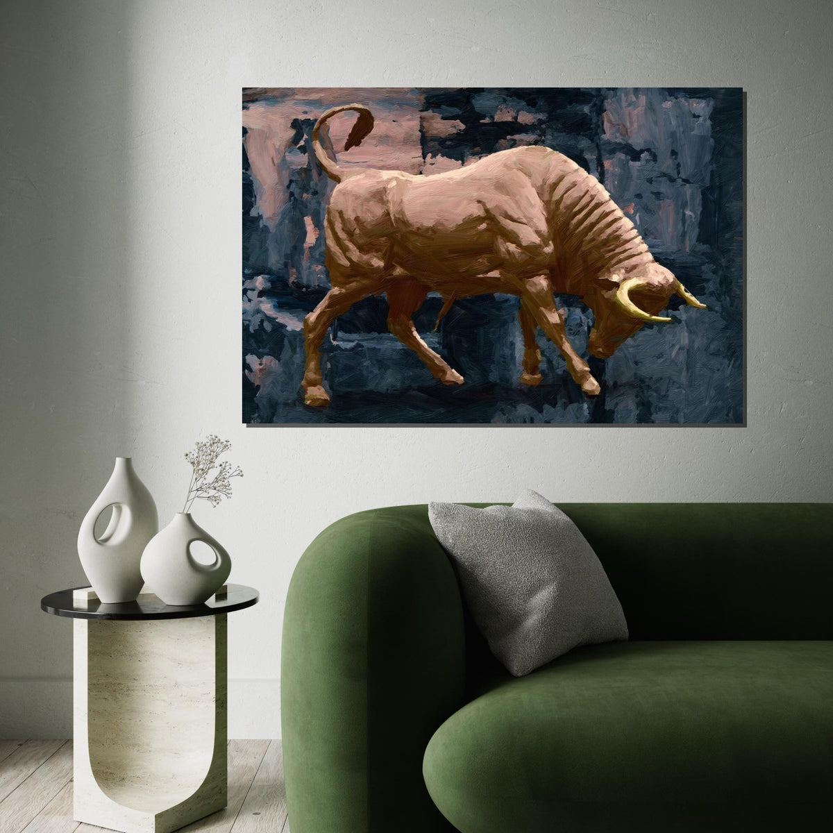Charging Bull Canvas, Powerful Bull Wall Art, Animal Canvas Print, Wall Art Canvas Design, Ready to Hang Decoration