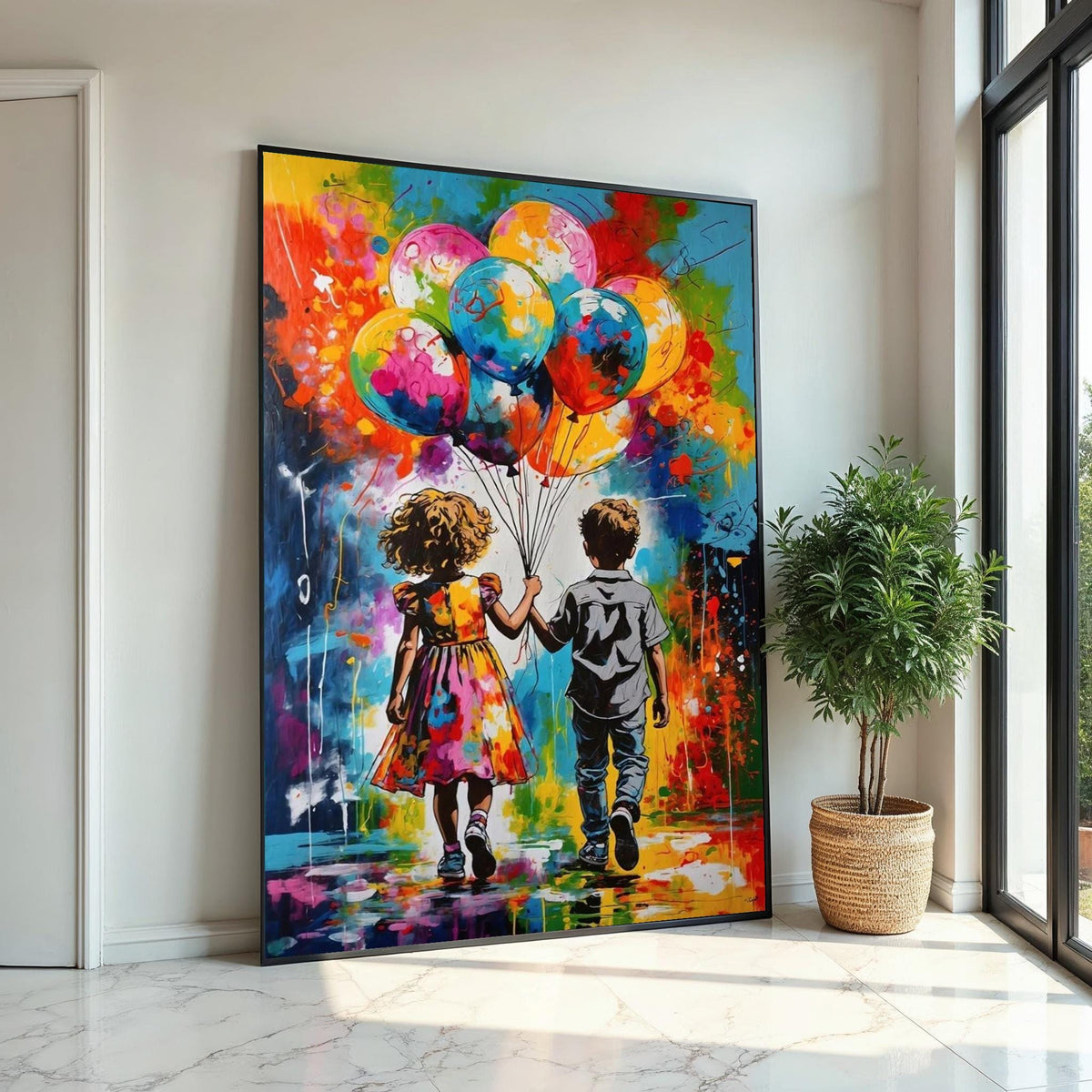 Colorful Balloons Kids Canvas, Children Wall Art, Vibrant Balloon Art, Wall Art Canvas Design, Ready to Hang Decoration