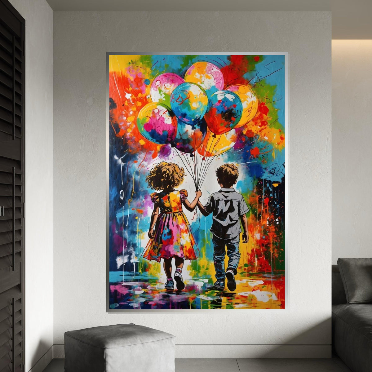 Colorful Balloons Kids Canvas, Children Wall Art, Vibrant Balloon Art, Wall Art Canvas Design, Ready to Hang Decoration