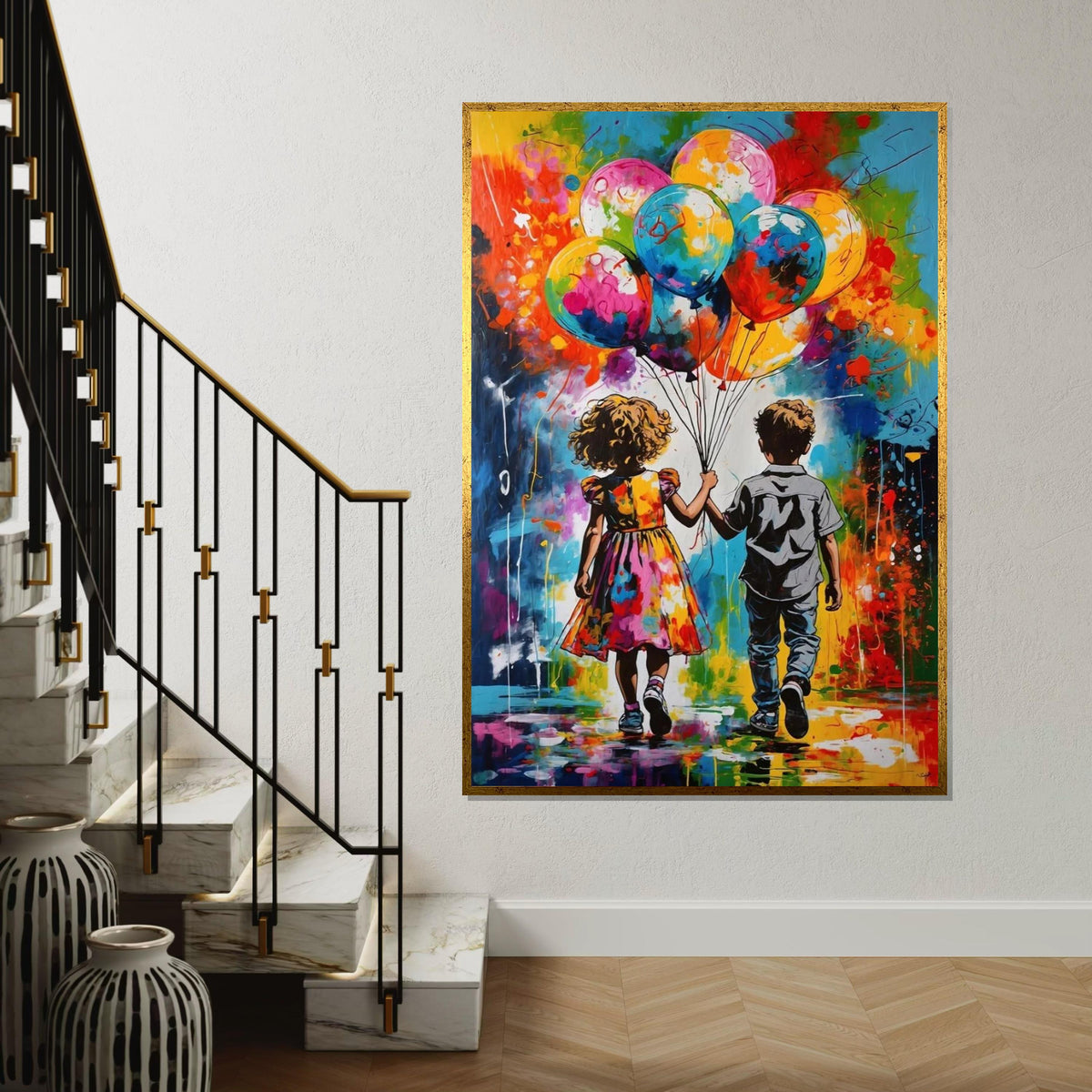 Colorful Balloons Kids Canvas, Children Wall Art, Vibrant Balloon Art, Wall Art Canvas Design, Ready to Hang Decoration