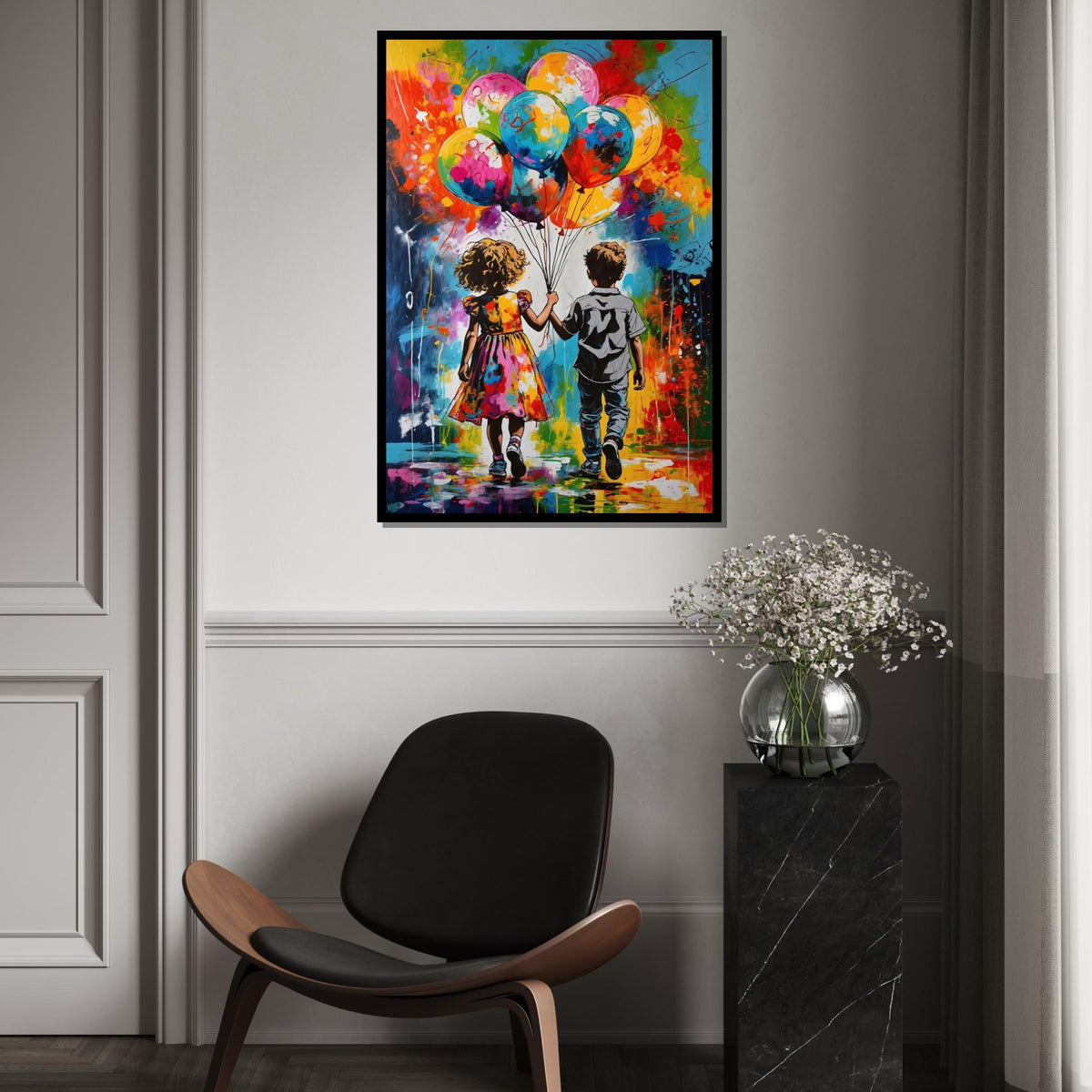 Colorful Balloons Kids Canvas, Children Wall Art, Vibrant Balloon Art, Wall Art Canvas Design, Ready to Hang Decoration