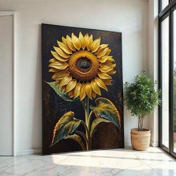 Sunflower Wall Art, Yellow Flower Canvas, Botanical Art, Floral Canvas, Wall Art Canvas Design, Ready to Hang Decoration