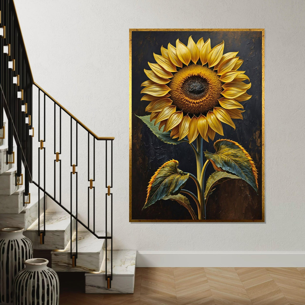 Sunflower Wall Art, Yellow Flower Canvas, Botanical Art, Floral Canvas, Wall Art Canvas Design, Ready to Hang Decoration