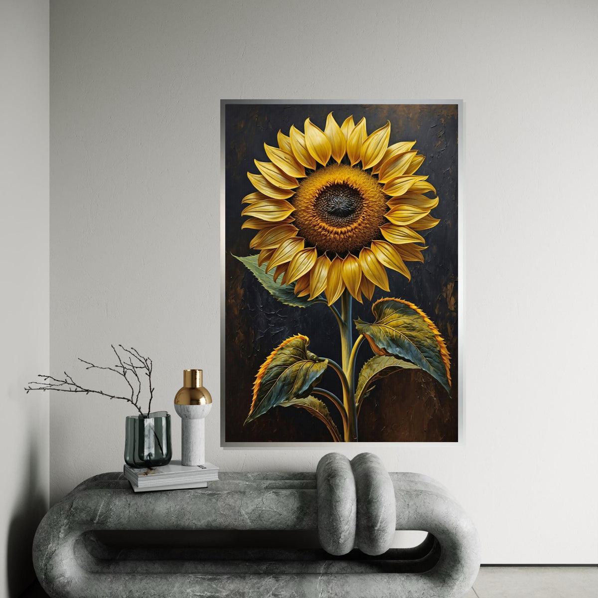 Sunflower Wall Art, Yellow Flower Canvas, Botanical Art, Floral Canvas, Wall Art Canvas Design, Ready to Hang Decoration