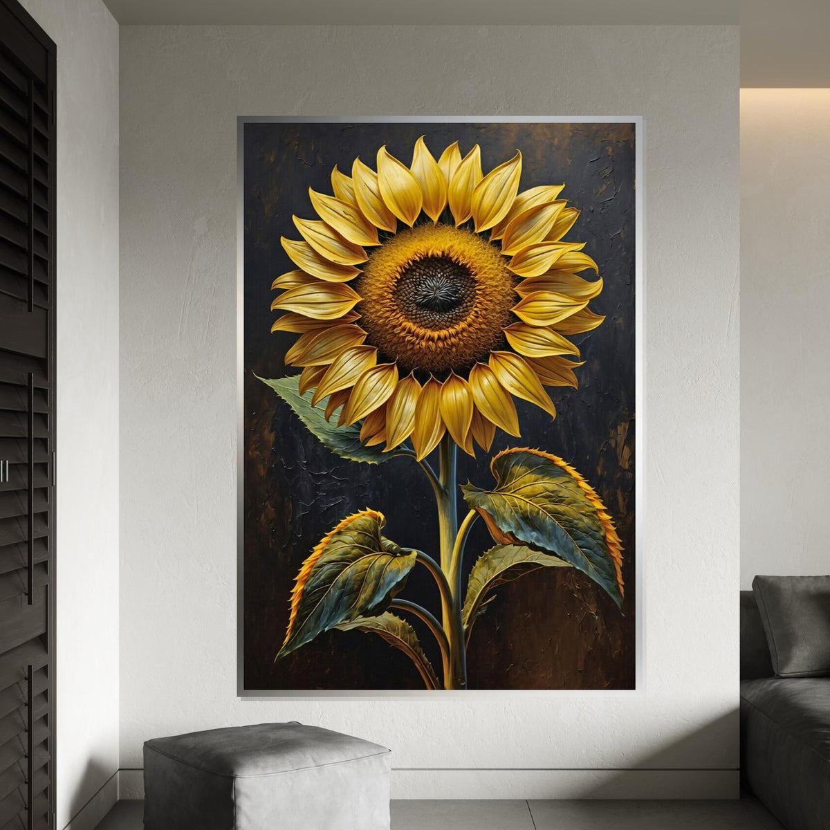 Sunflower Wall Art, Yellow Flower Canvas, Botanical Art, Floral Canvas, Wall Art Canvas Design, Ready to Hang Decoration