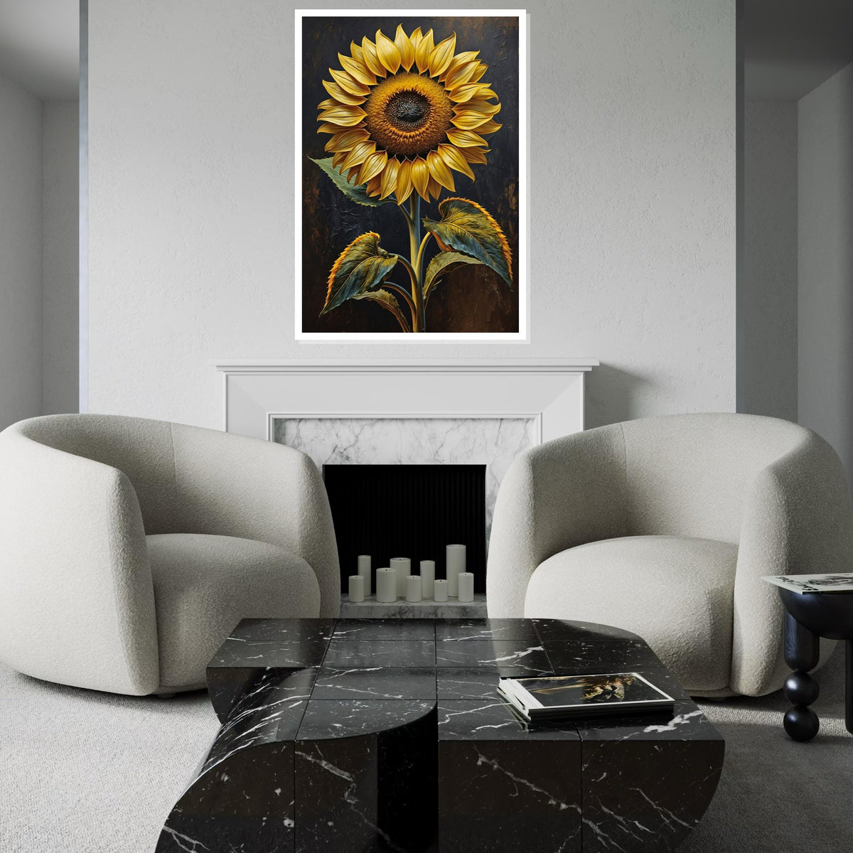 Sunflower Wall Art, Yellow Flower Canvas, Botanical Art, Floral Canvas, Wall Art Canvas Design, Ready to Hang Decoration