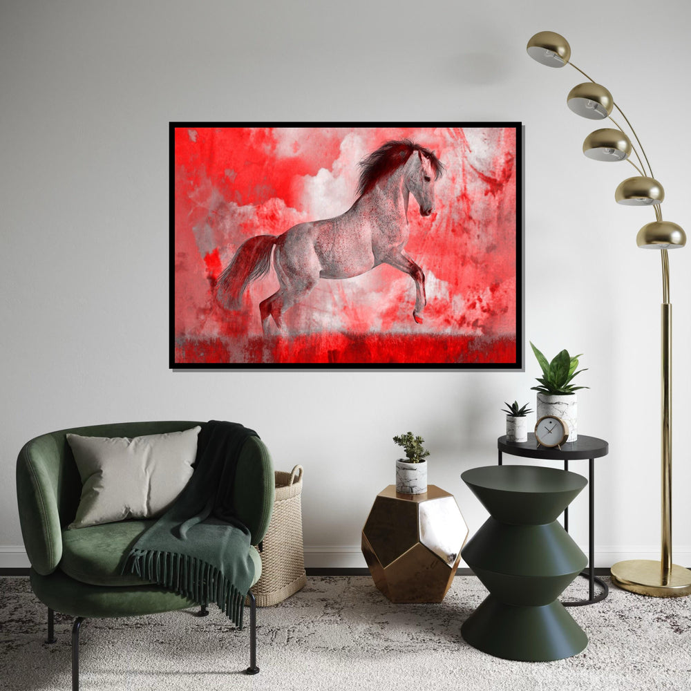 Dynamic Red Horse Canvas, Majestic Horse Wall Art, Equine Poster Print, Wall Art Canvas Design, Ready to Hang Decoration