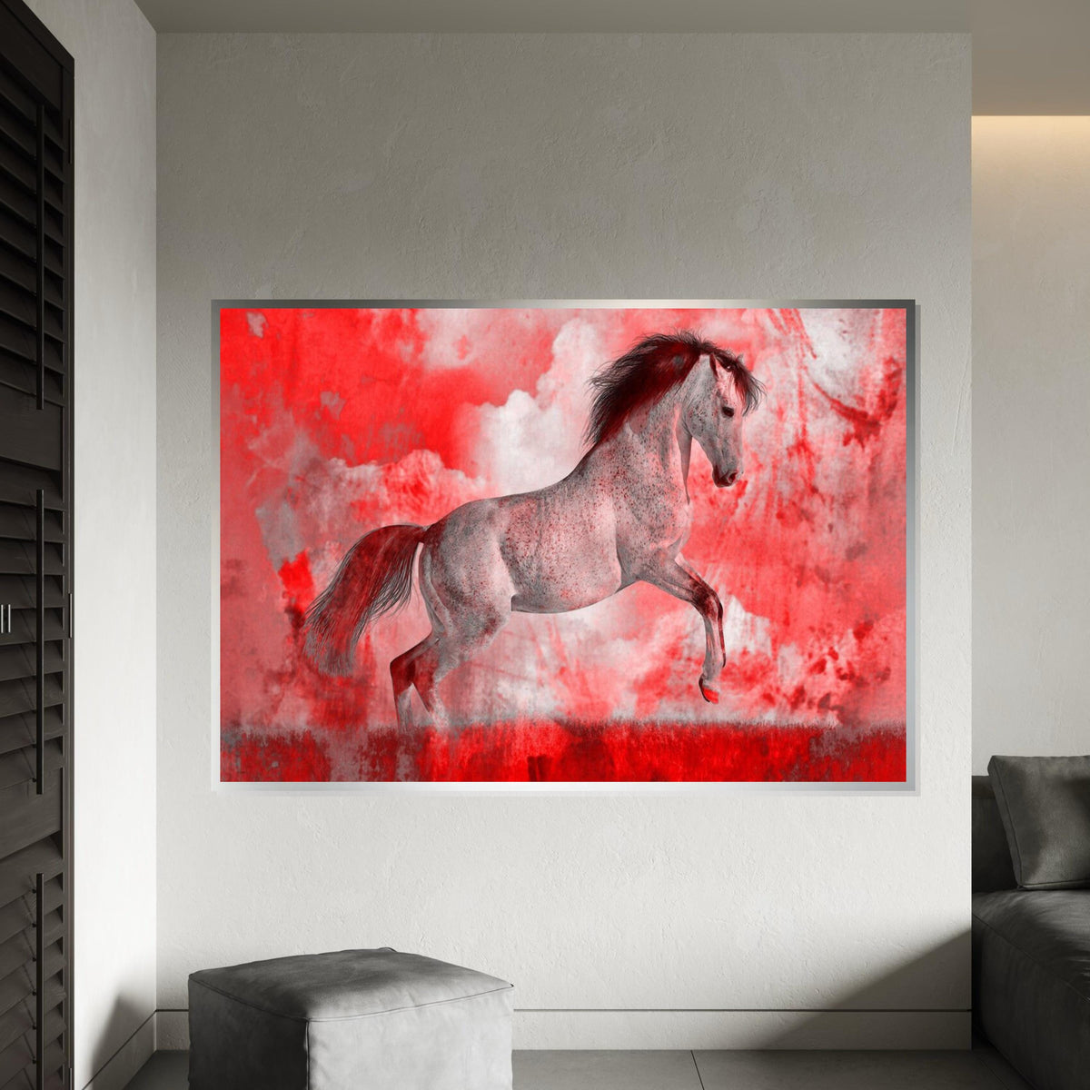 Dynamic Red Horse Canvas, Majestic Horse Wall Art, Equine Poster Print, Wall Art Canvas Design, Ready to Hang Decoration