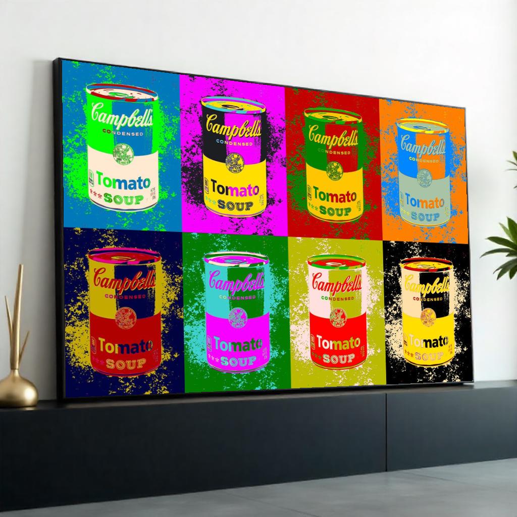 Colorful Soup Can Canvas, Pop Art Soup Poster, Wall Art Canvas Design, Ready To Hang Decoration