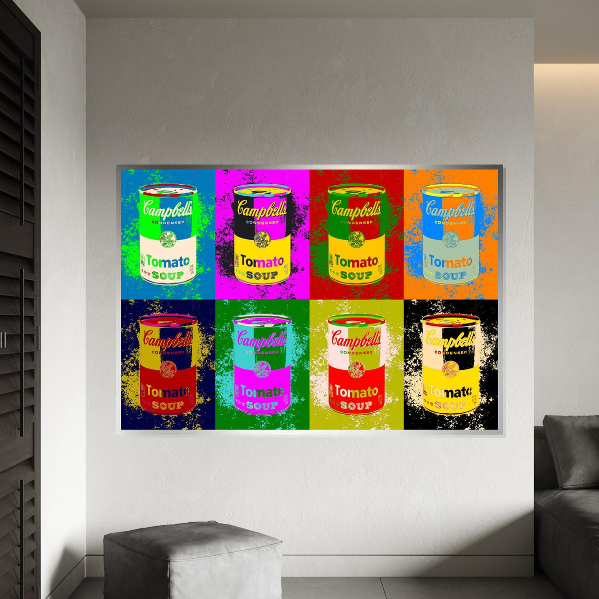 Colorful Soup Can Canvas, Pop Art Soup Poster, Wall Art Canvas Design, Ready To Hang Decoration