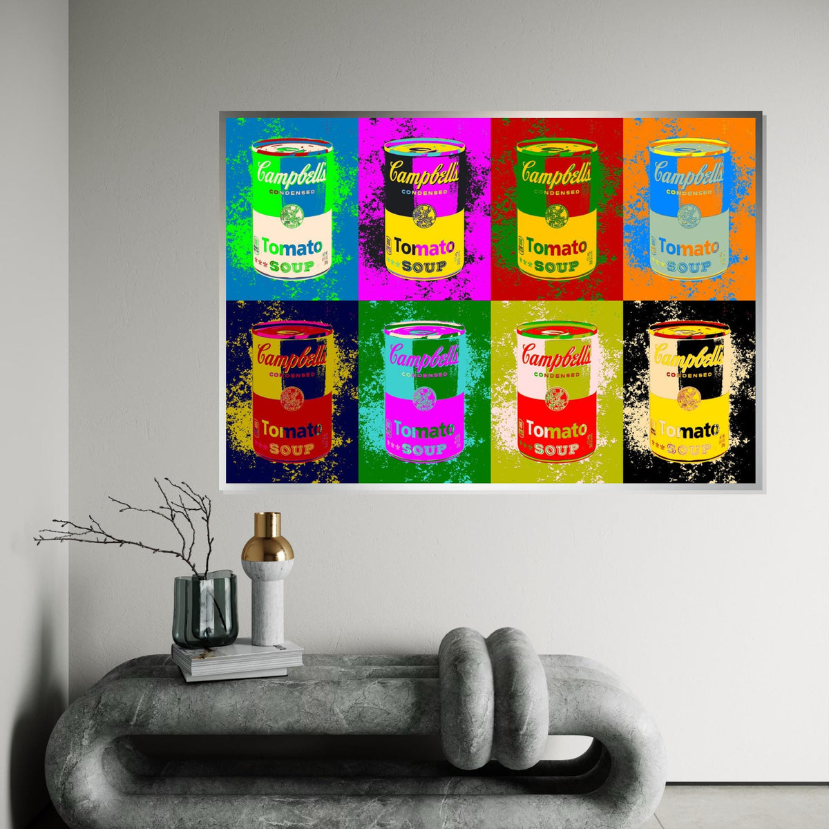 Colorful Soup Can Canvas, Pop Art Soup Poster, Wall Art Canvas Design, Ready To Hang Decoration
