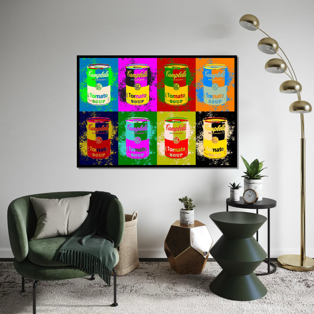 Colorful Soup Can Canvas, Pop Art Soup Poster, Wall Art Canvas Design, Ready To Hang Decoration