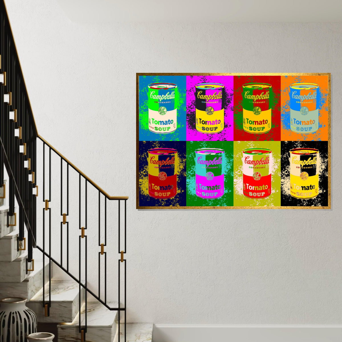Colorful Soup Can Canvas, Pop Art Soup Poster, Wall Art Canvas Design, Ready To Hang Decoration