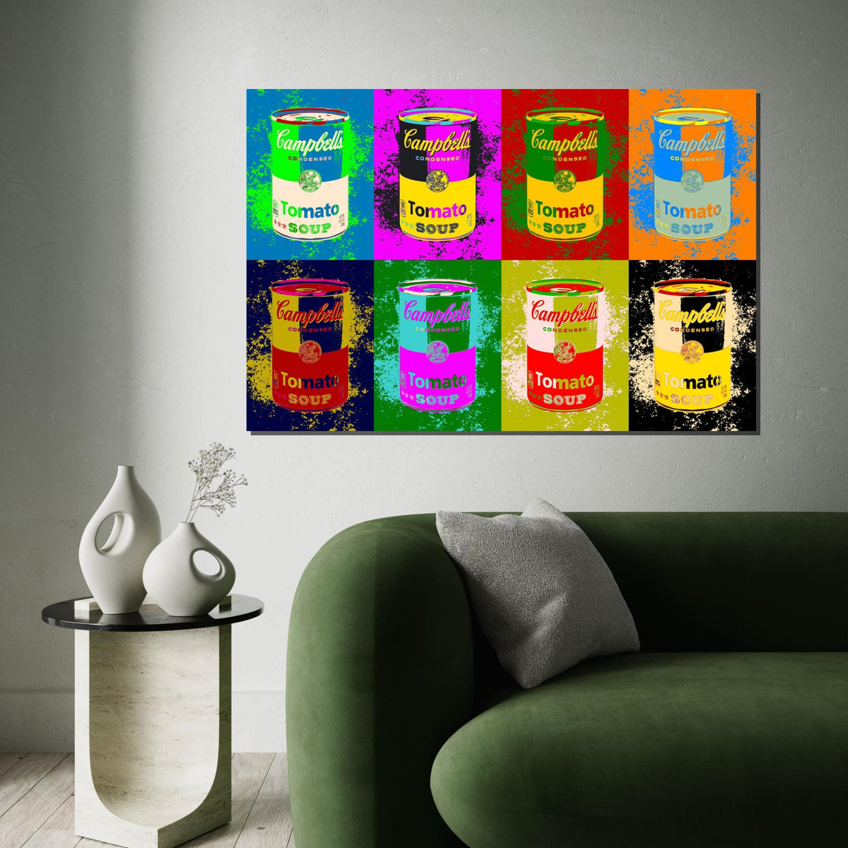 Colorful Soup Can Canvas, Pop Art Soup Poster, Wall Art Canvas Design, Ready To Hang Decoration