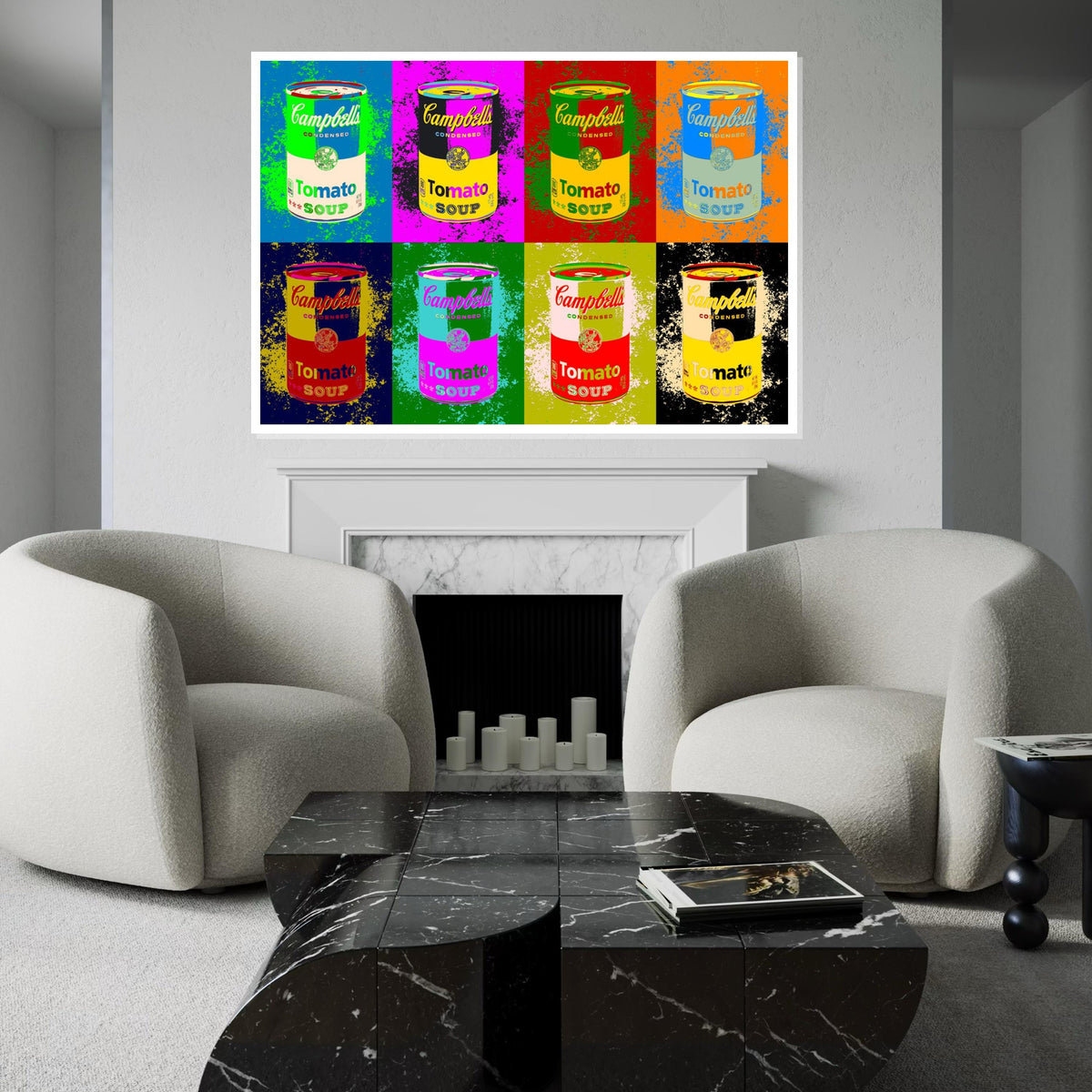 Colorful Soup Can Canvas, Pop Art Soup Poster, Wall Art Canvas Design, Ready To Hang Decoration