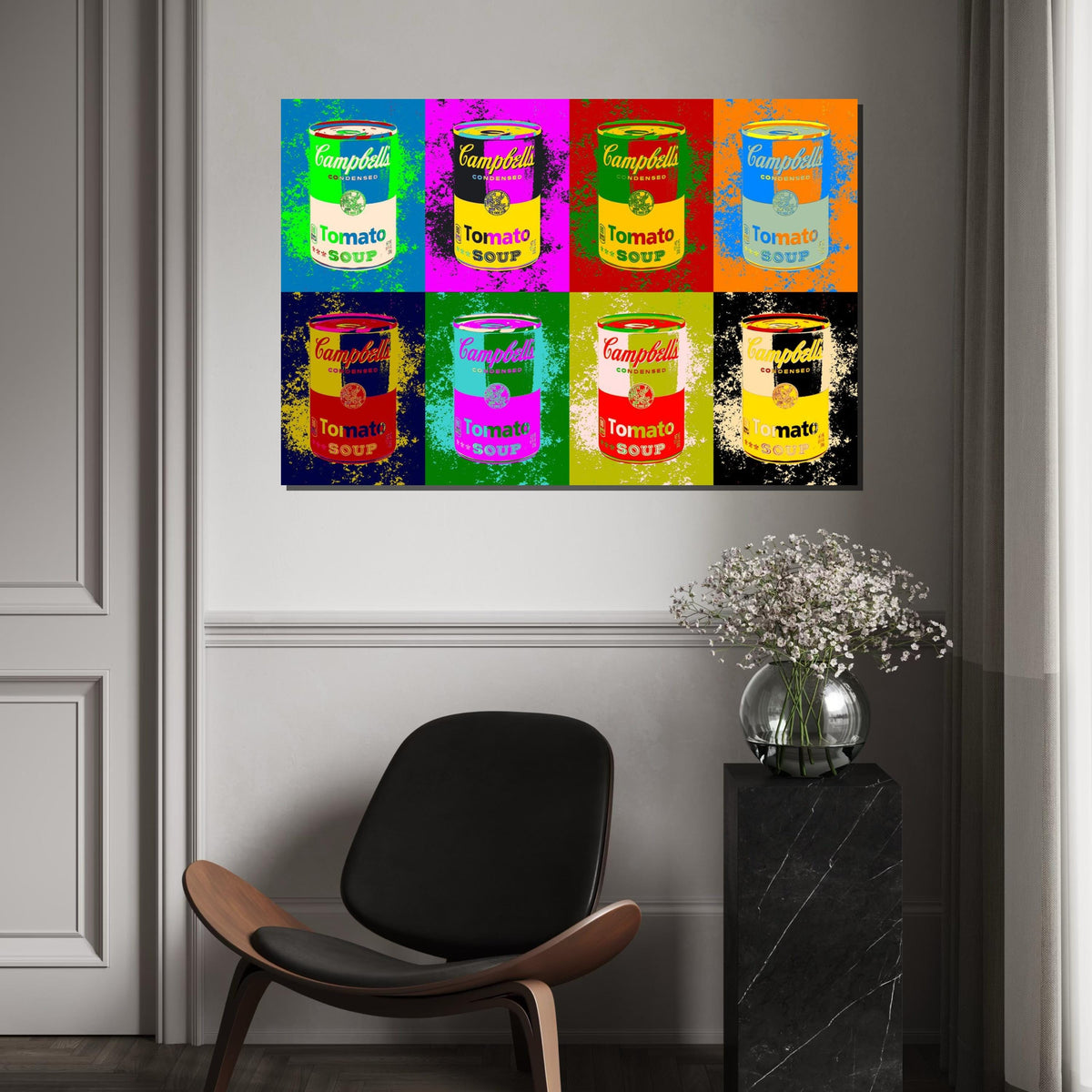 Colorful Soup Can Canvas, Pop Art Soup Poster, Wall Art Canvas Design, Ready To Hang Decoration