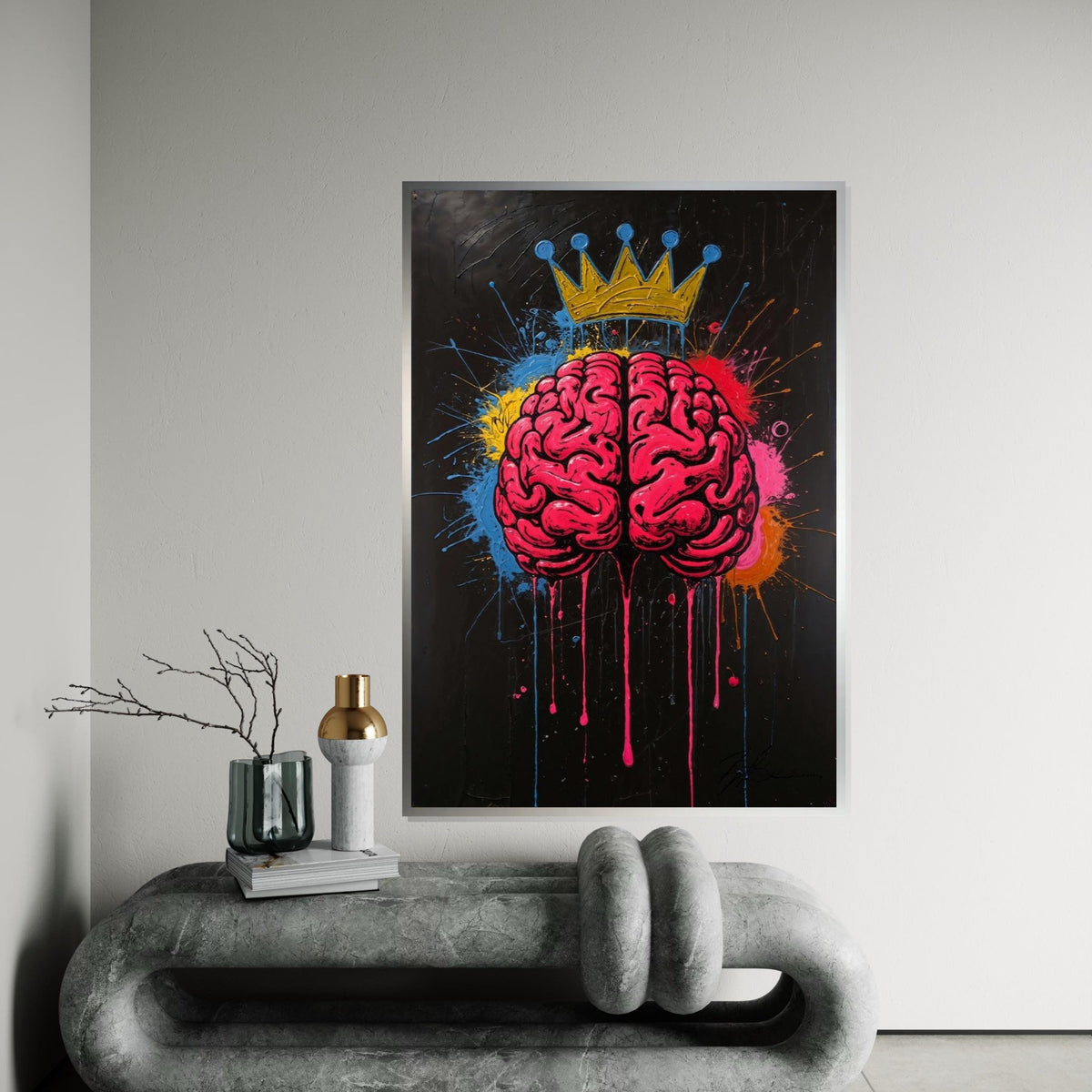 Brain Crown Canvas, Colorful Abstract Brain Art, Modern Graffiti Wall Art, Canvas Design, Ready to Hang Home Decor