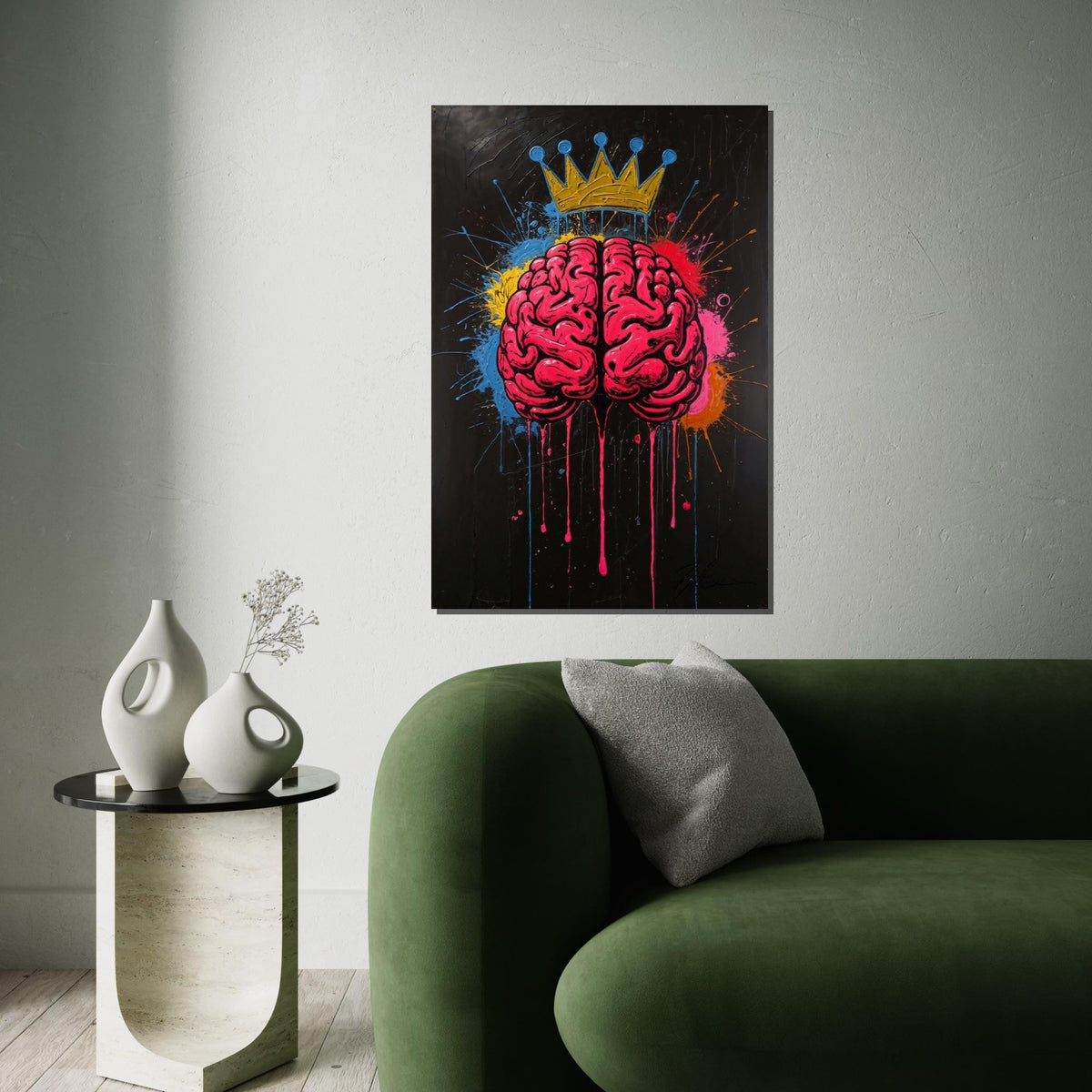 Brain Crown Canvas, Colorful Abstract Brain Art, Modern Graffiti Wall Art, Canvas Design, Ready to Hang Home Decor