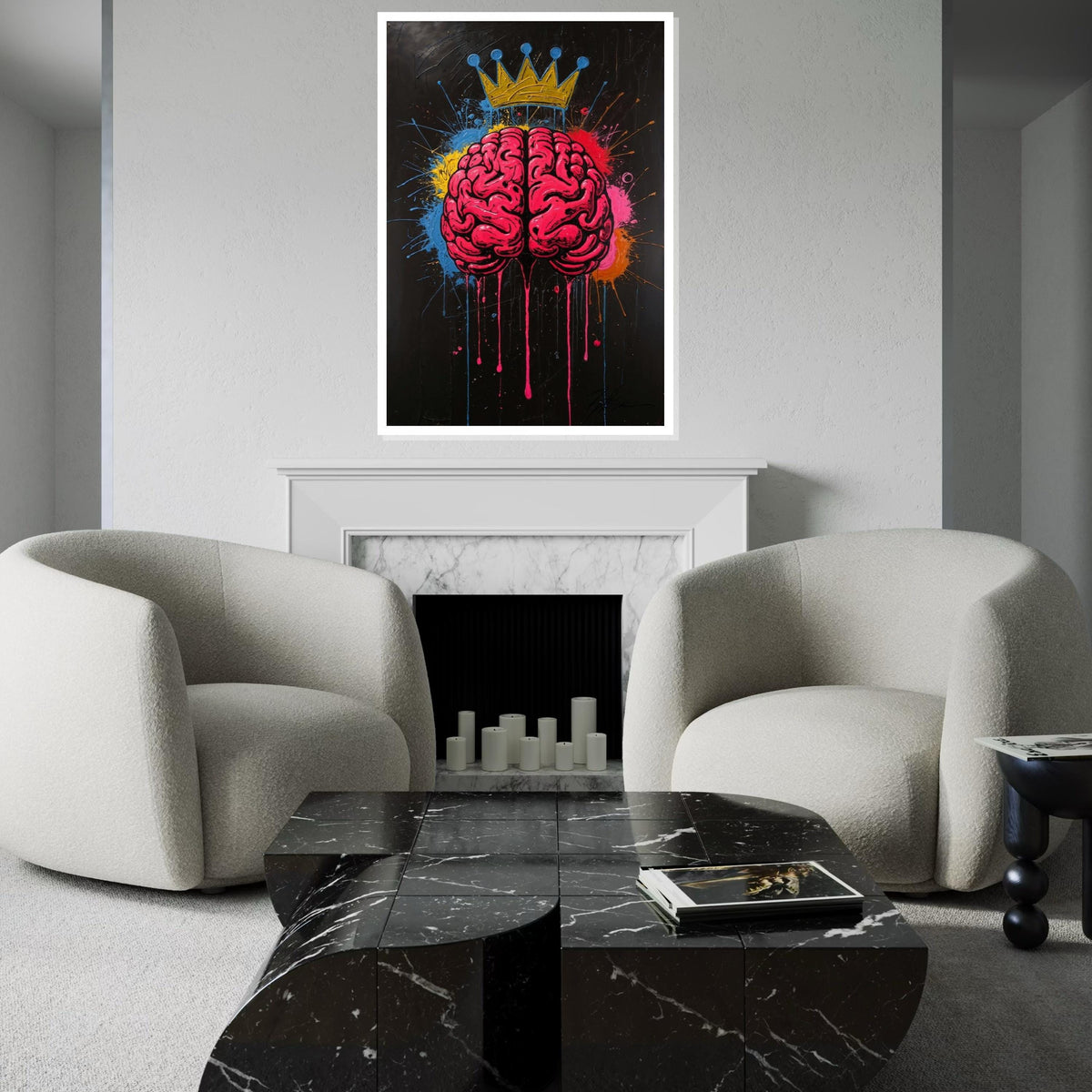 Brain Crown Canvas, Colorful Abstract Brain Art, Modern Graffiti Wall Art, Canvas Design, Ready to Hang Home Decor
