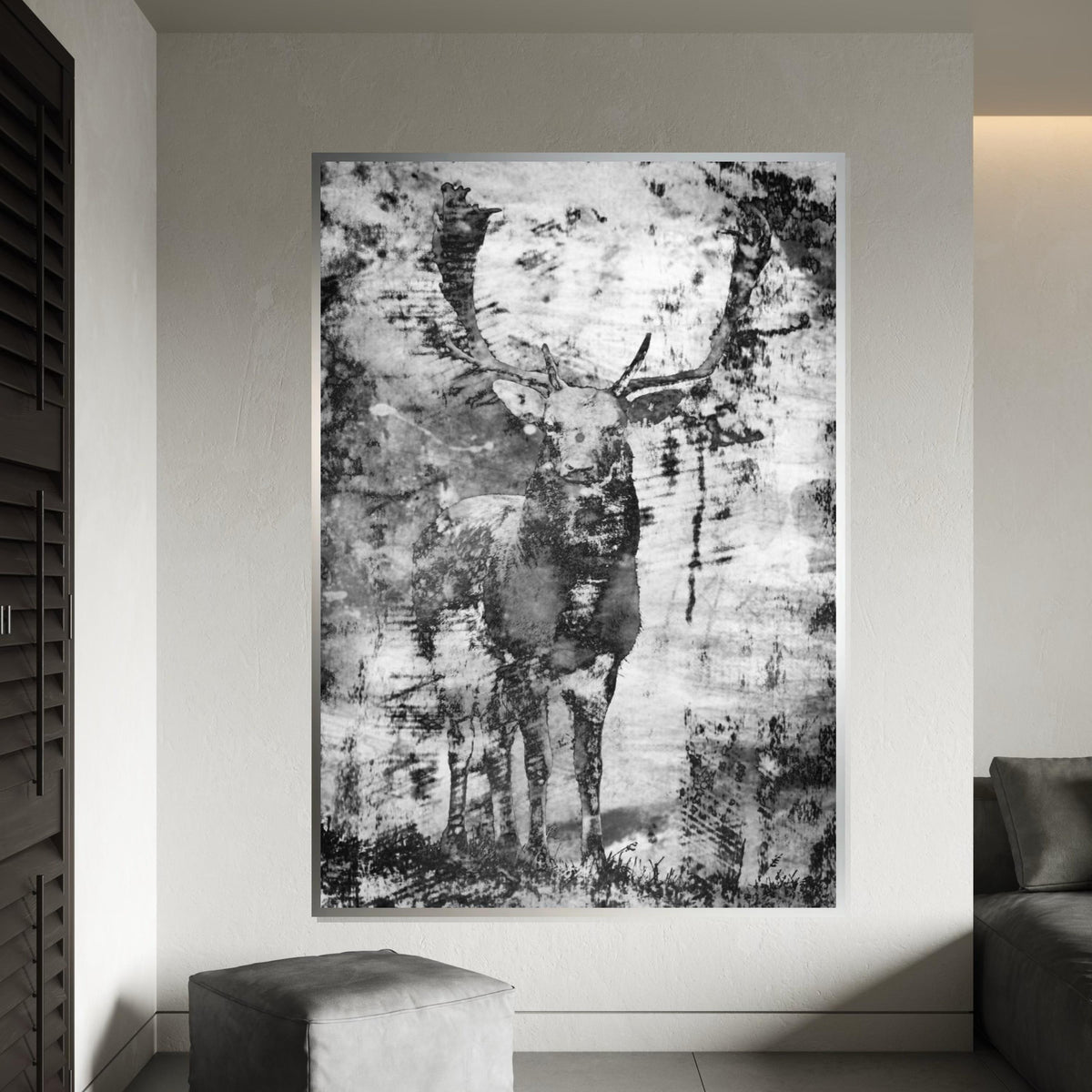 Majestic Stag Canvas, Deer Wall Art, Nature Print, Black and White, Wall Art Canvas Design, Ready to Hang Decoration