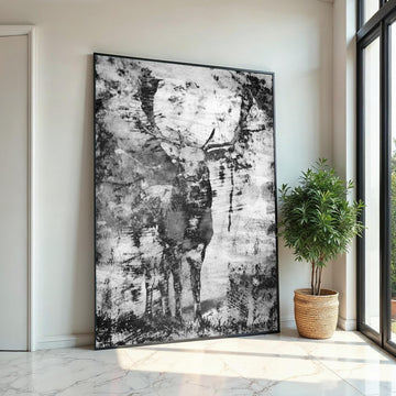 Majestic Stag Canvas, Deer Wall Art, Nature Print, Black and White, Wall Art Canvas Design, Ready to Hang Decoration